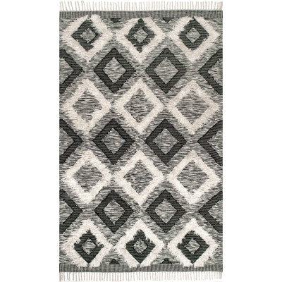 nuloom Sariah Shaggy Othello Diamonds Black & White