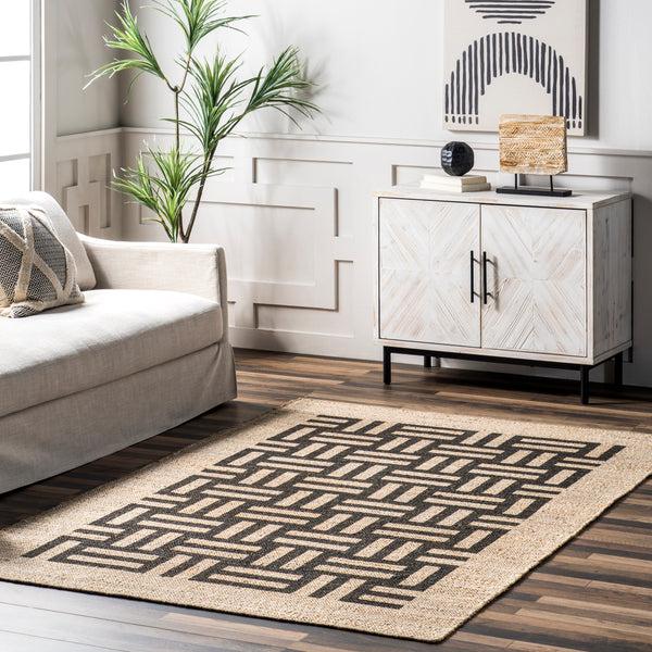 Nuloom Saskia Woven Stripes Jute Area Rug Ivory