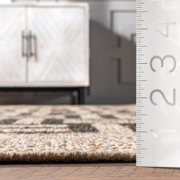 Nuloom Saskia Woven Stripes Jute Area Rug Ivory