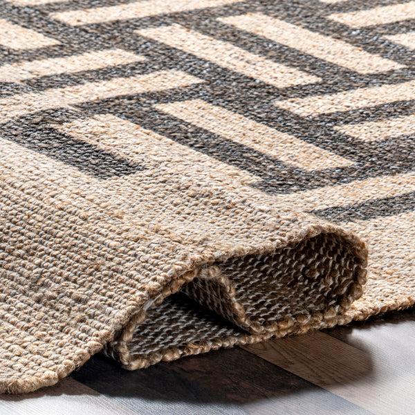 Nuloom Saskia Woven Stripes Jute Area Rug Ivory