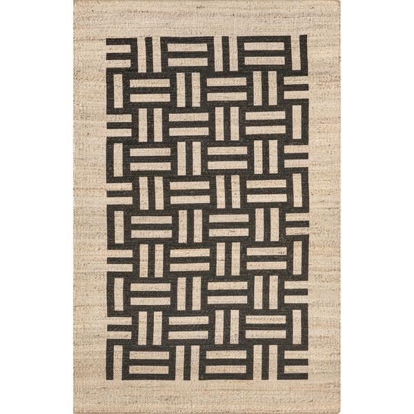 nuloom Saskia Woven Stripes Jute Area Rug Ivory