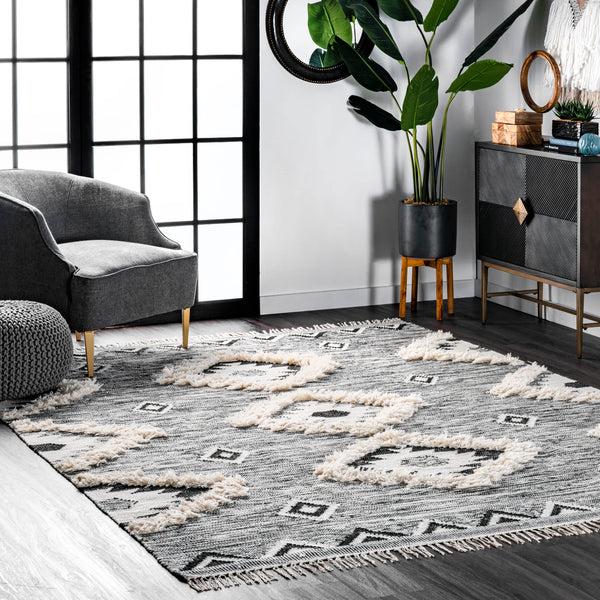 Nuloom Savannah Moroccan Fringe Area Rug Grey