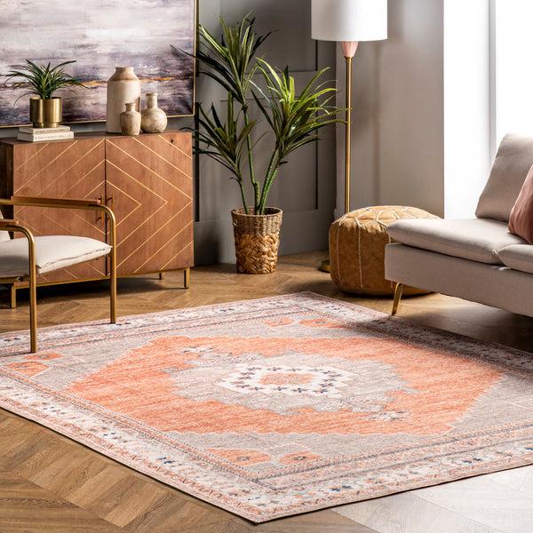 Nuloom Stellar Medallion Washable Area Rug Rust