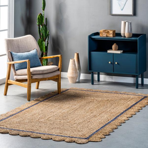 Nuloom Tera Petals Braided Jute Area Rug Blue