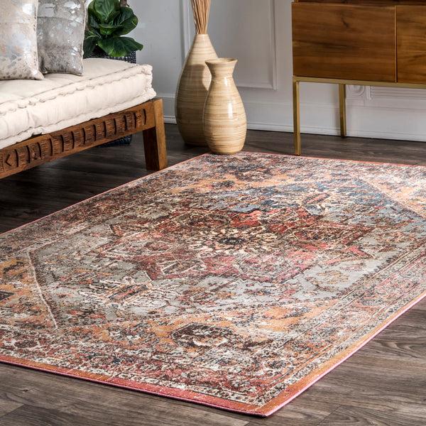 Nuloom Traditional Amber Medallion Orange