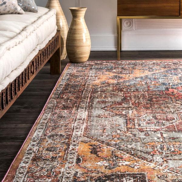 Nuloom Traditional Amber Medallion Orange