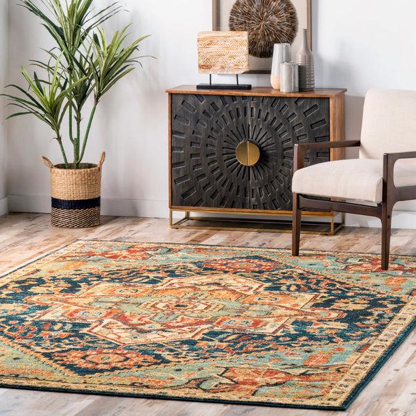 Nuloom Tribal Medallion Tabetha Rug Tan