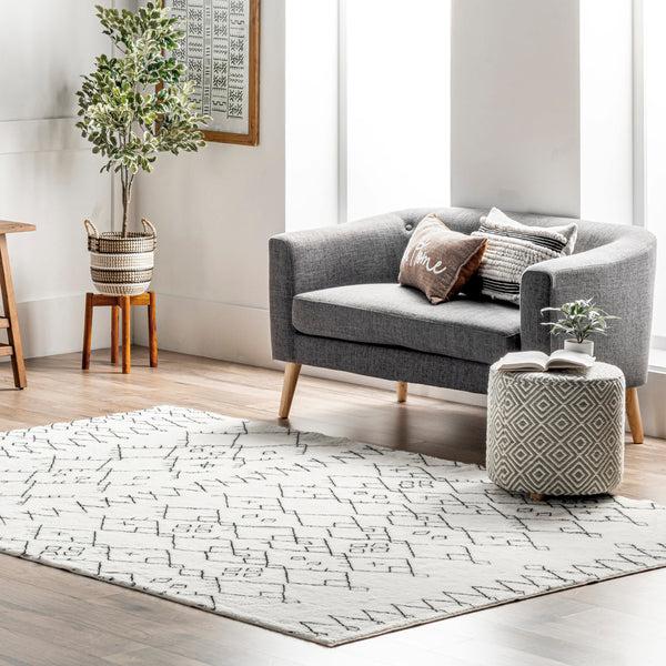 Nuloom Tribal Striped Washable Shag Area Rug Black