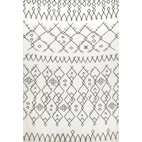 nuloom Tribal Striped Washable Shag Area Rug Black