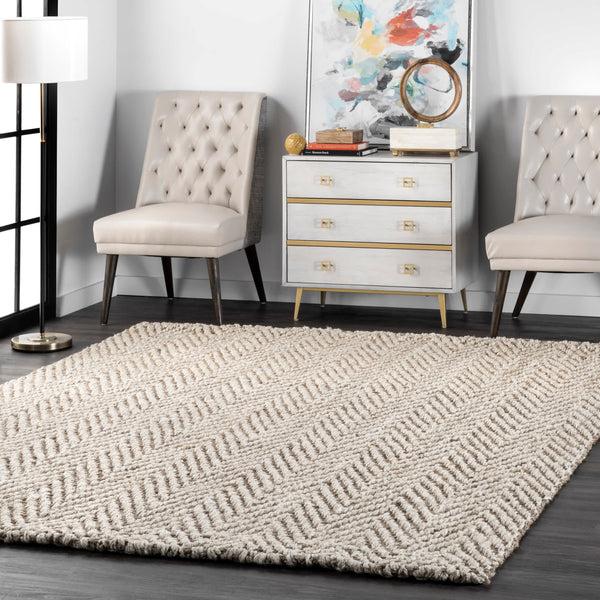 Nuloom Vania Chevron Jute Area Rug Ivory