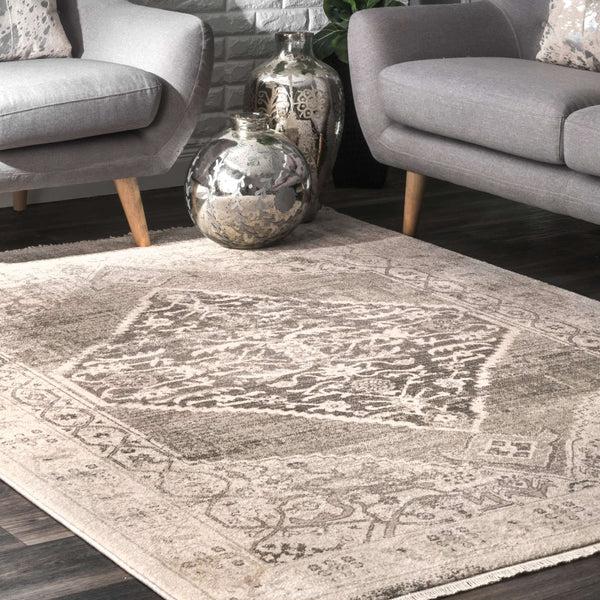 Nuloom Vintage Cassie Fringe Rug Beige