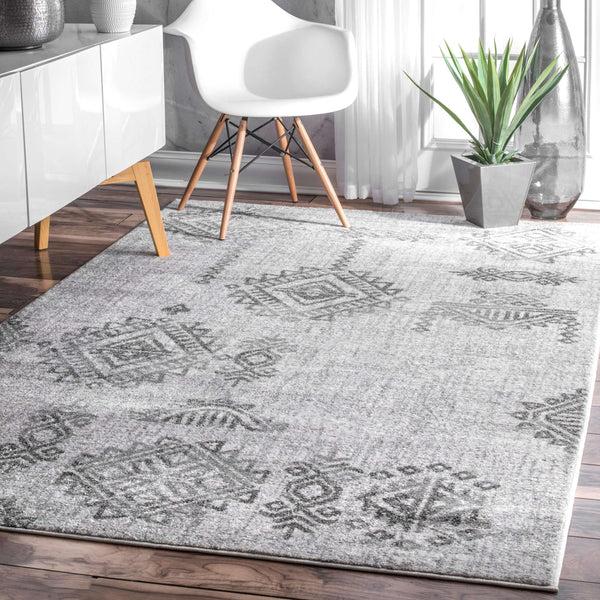Nuloom Vintage Diamonds Caudle Rug Grey