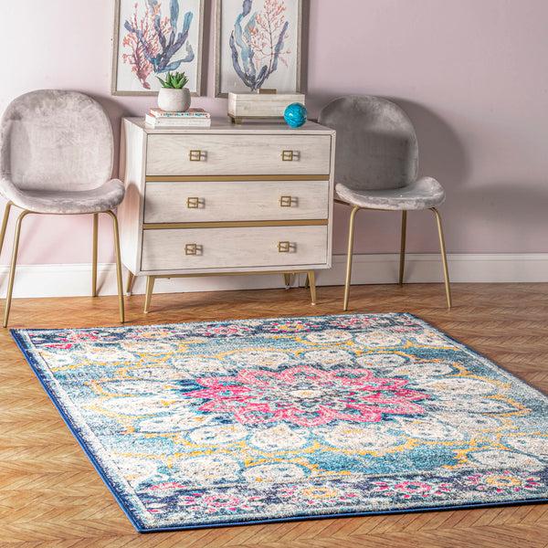 Nuloom Vintage Floral Kiyoko Area Rug Blue