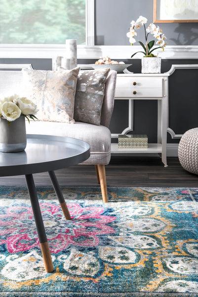 Nuloom Vintage Floral Kiyoko Area Rug Blue