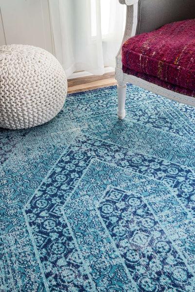 Nuloom Vintage Freda Floral Garden Blue
