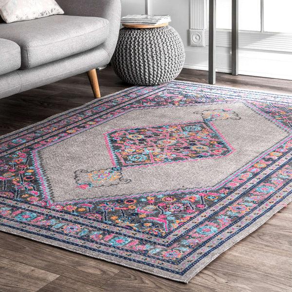 Nuloom Vintage Medallion Dortha Grey