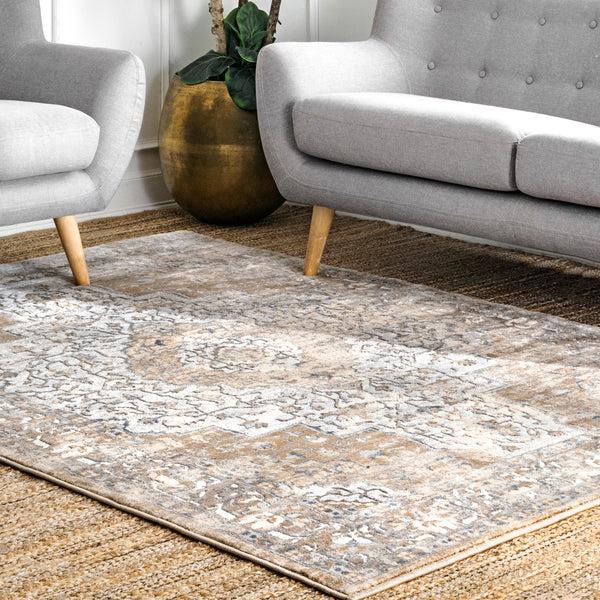 Nuloom Vintage Medallion Thea Area Rug Beige