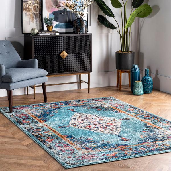 Nuloom Vintage Medallion Veronica Area Rug Aqua