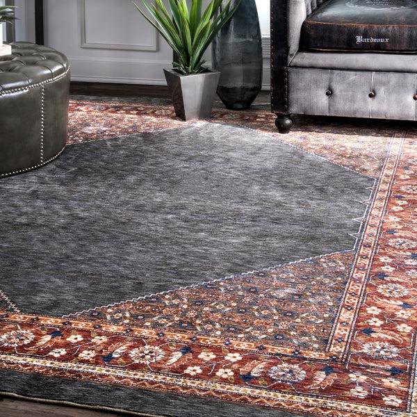 Nuloom Vintage Purnell Floral Rug Navy