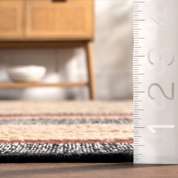 Nuloom Wendi Striped Jute And Wool Area RUg Gray