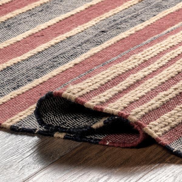 Nuloom Wendi Striped Jute And Wool Area RUg Gray