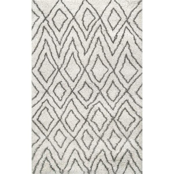 nuloom Willette Diamond Shaggy Area Rug Ivory