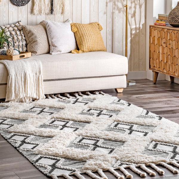Nuloom Yara Shaggy Helix Diamonds Area Rug Grey