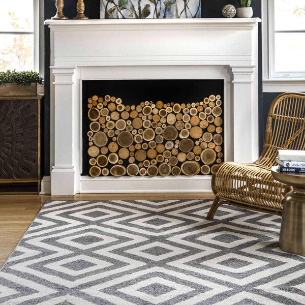 Nuloom Zadie Geometric Area Rug Light Grey