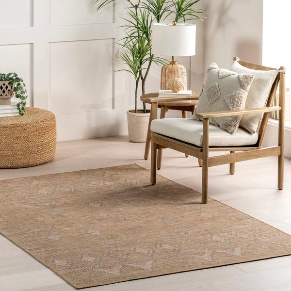 Nuloom Olive Classic Geometric Machine Washable Area Rug Sand