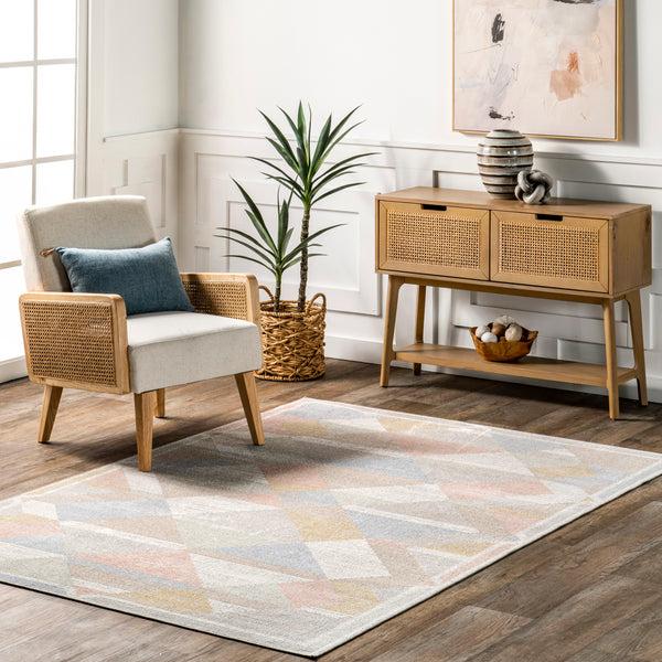 Nuloom Ophelia Vintage Geometric Machine Washable Area Rug Beige