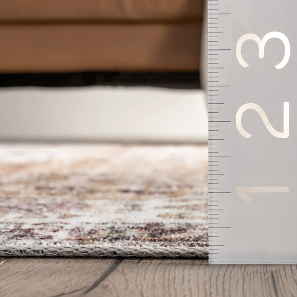 Nuloom Paisley Machine Washable Faded Floral Border Medallion Area Rug Light Pink