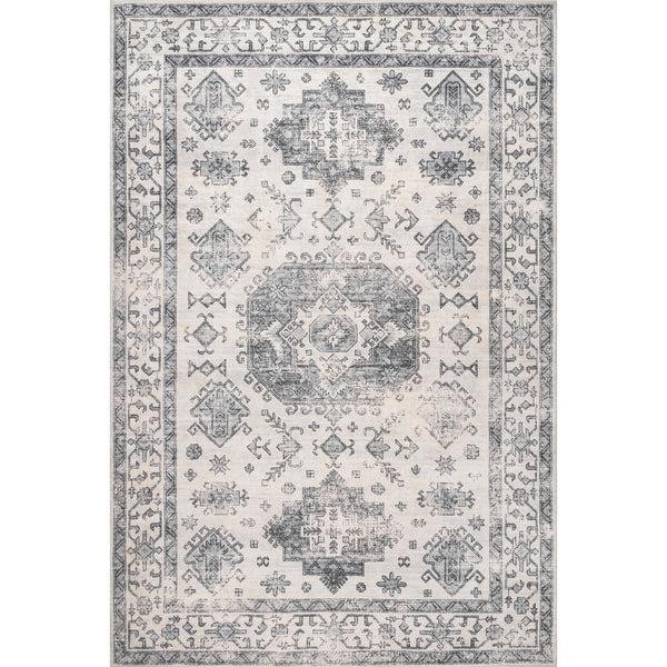 nuloom Parisa Vintage Medallion Bordered Area Rug Grey