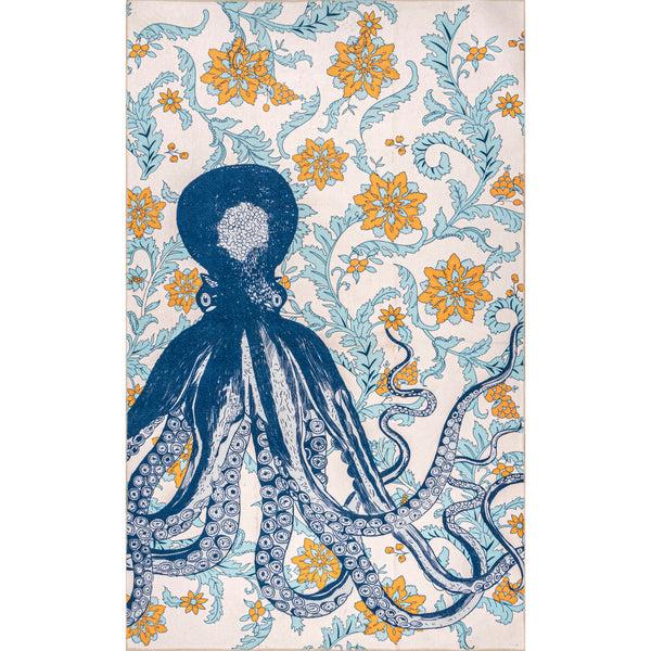 nuloom Patricia Machine Washable Octopus Area Rug Blue