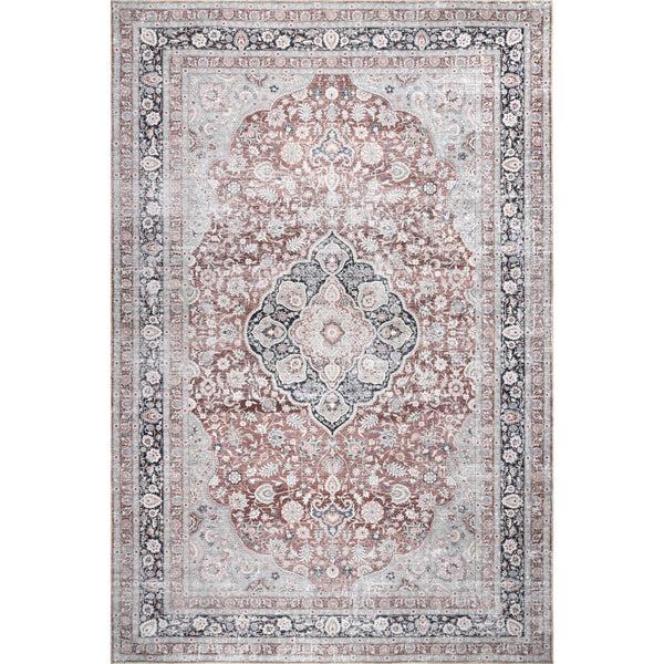 nuloom Paulina Machine Washable Traditional Floral Medallion Area Rug Beige