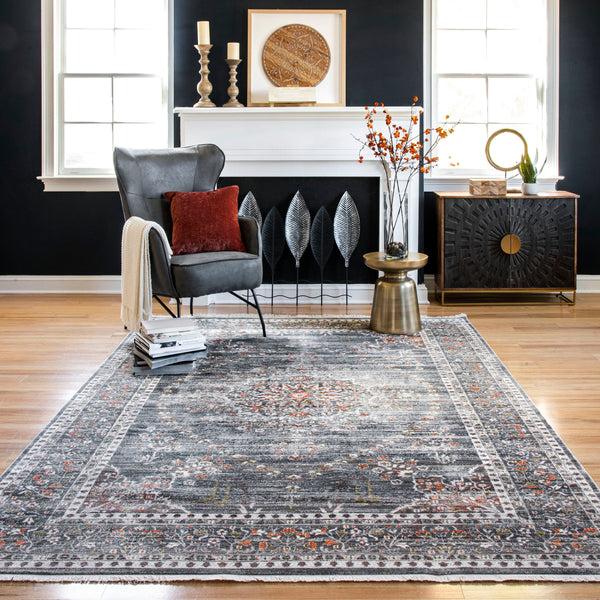 Nuloom Penny Vintage Floral Medallion Area Rug Gray