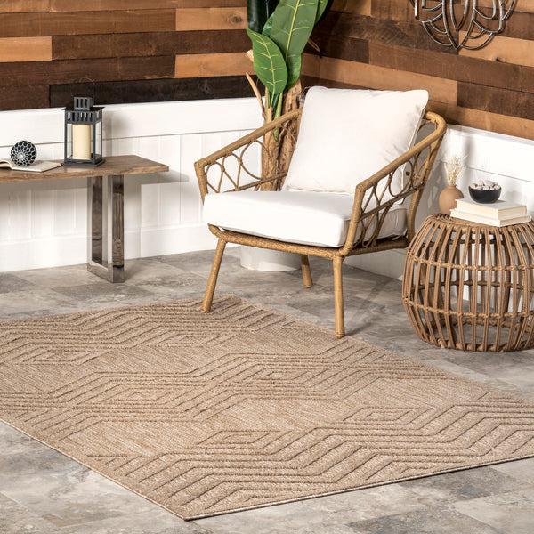 Nuloom Peri Geometric Tetris Indoor/Outdoor Area Rug Beige