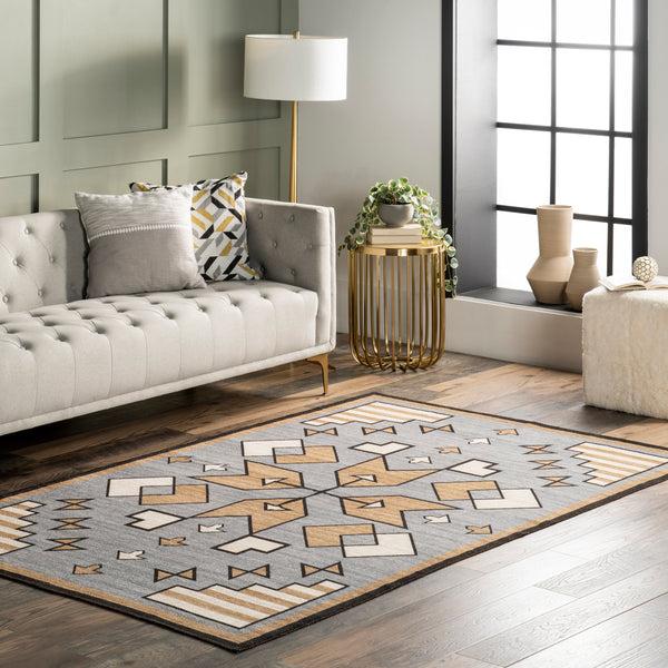 Nuloom Petra Boho Arrows Machine Washable Area Rug Gray