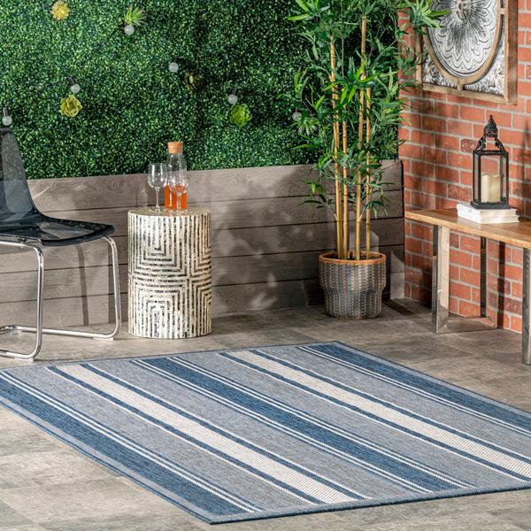 Nuloom Piper Nautical Striped Indoor/Outdoor Area Rug Blue
