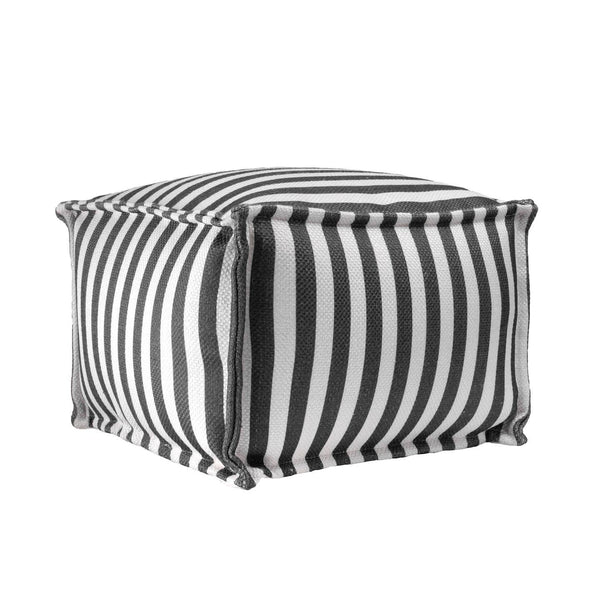 Nuloom Porto Striped Indoor/Outdoor Filled Ottoman Pouf Blue