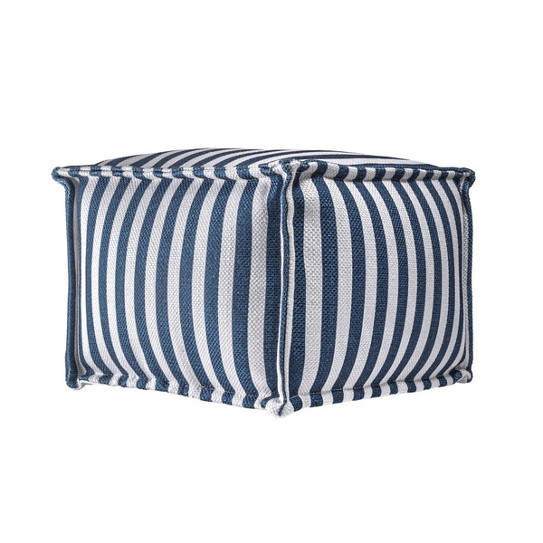 nuloom Porto Striped Indoor/Outdoor Filled Ottoman Pouf Blue