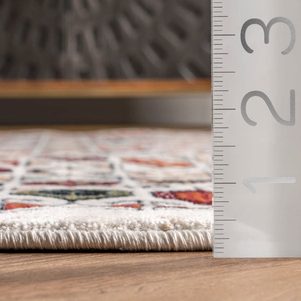 Nuloom Posie Geometric Stripe Fringe Area Rug Beige