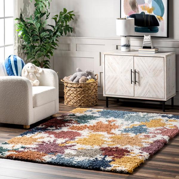 Nuloom Queenie Colorful Splatter Kids Shag Area Rug Multi