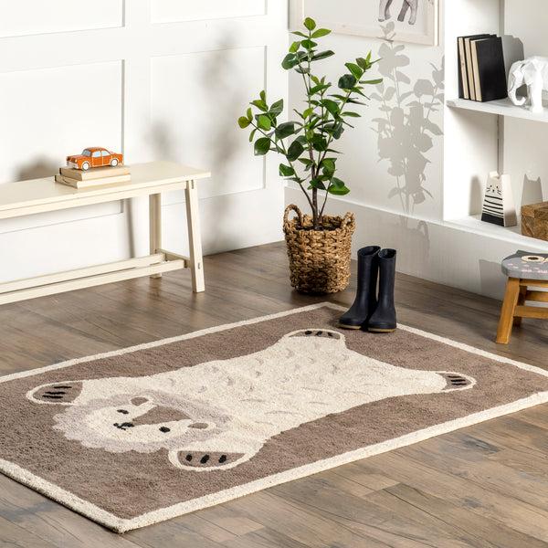 Nuloom Reika Lion Cub Machine Washable Kids Area Rug Brown