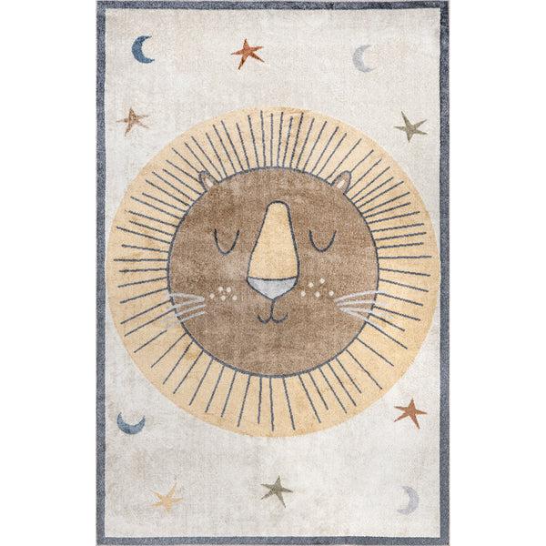 nuloom Remi Lion Kids Machine Washable Area Rug Beige