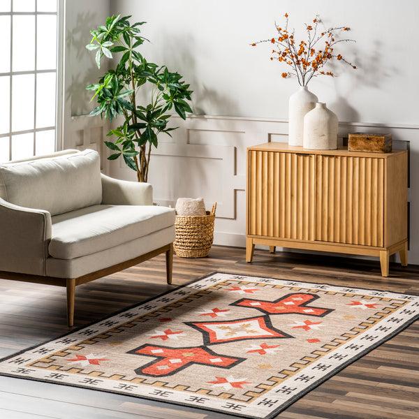 Nuloom Remy Bold Geometric Machine Washable Area Rug Brown