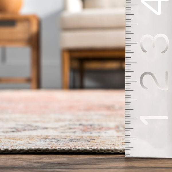 Nuloom Ren Vintage Floral Machine Washable Area Rug Peach