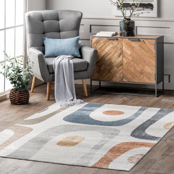 Nuloom Renée Abstract Shapes Machine Washable Area Rug Beige