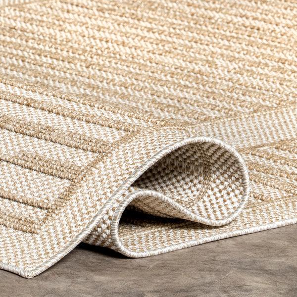 Nuloom Rickie Solid Striped Indoor/Outdoor Area Rug Beige