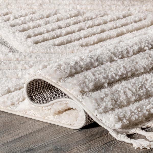Nuloom Risette Geometric Shag Tassel Area Rug Ivory