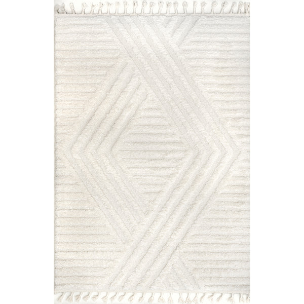nuloom Risette Geometric Shag Tassel Area Rug Ivory